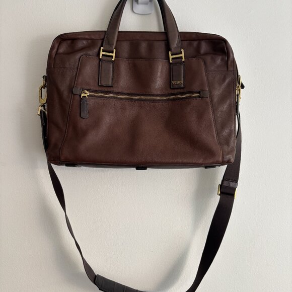 $1050 Tumi Beacon Hill Laptop Tan Brown Leather Briefcase Bag - Picture 3 of 13